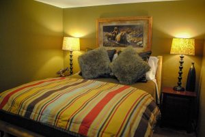 colorful bed in guest cabin bed and breakfast bnb