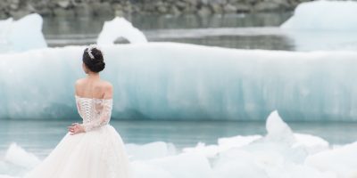 bride in winter wedding dress