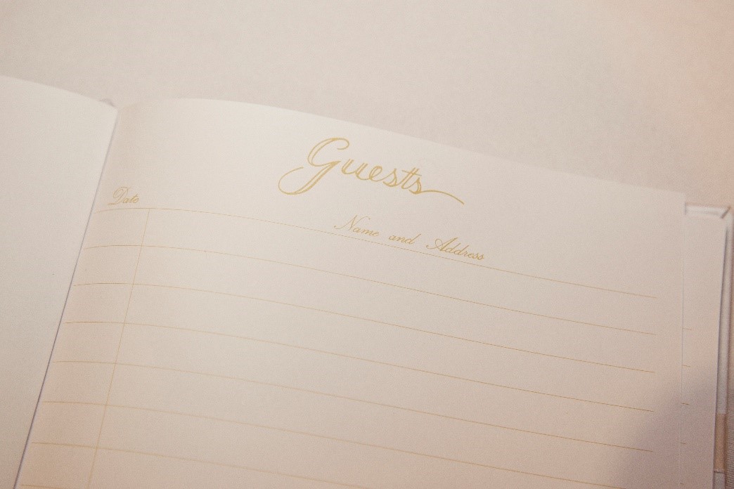 Fill up notebook for guests